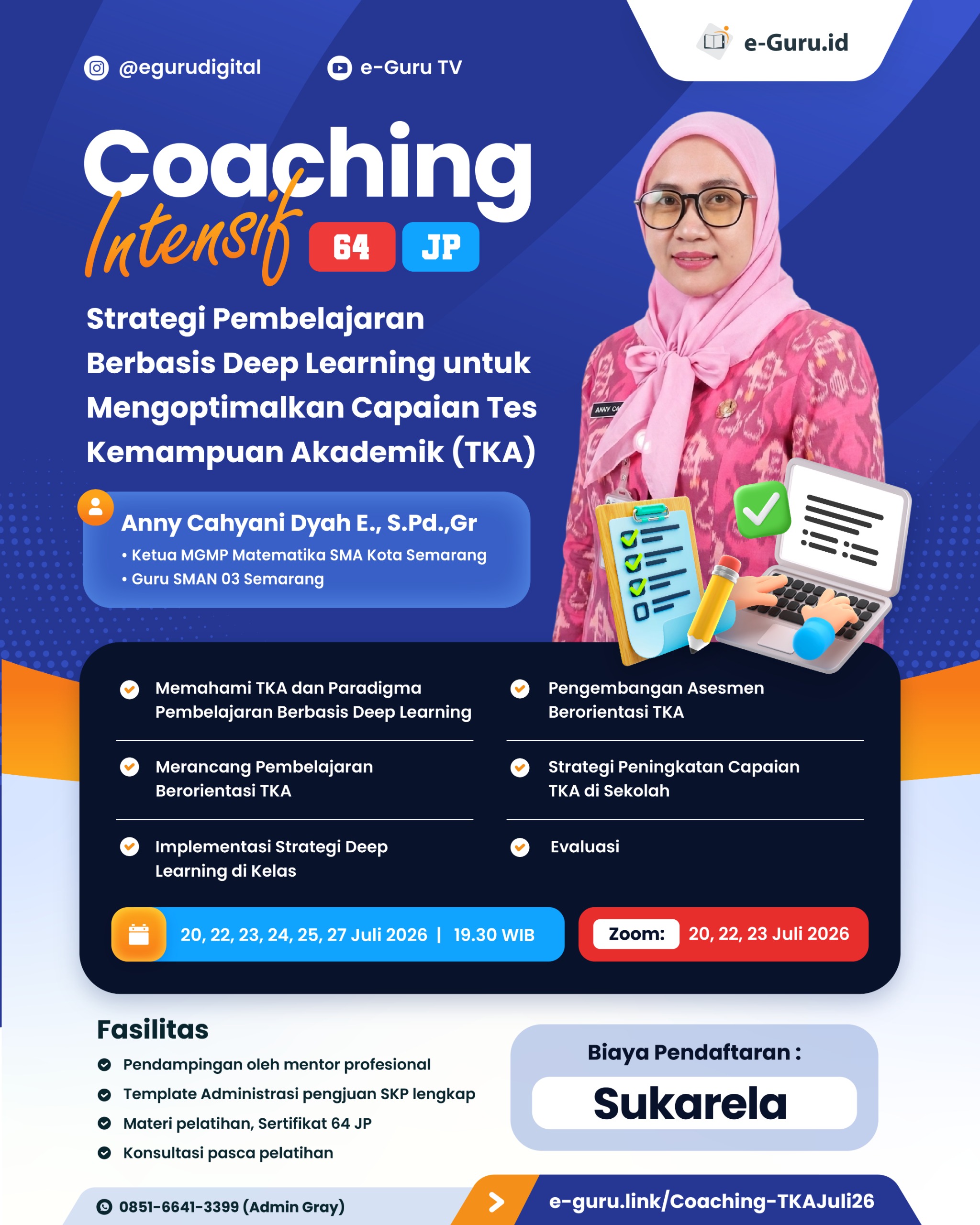 Coaching Intensif 64JP Strategi Pembelajaran Berbasis Deep Learning untuk Mengoptimalkan Capaian Tes Kemampuan Akademik (TKA)